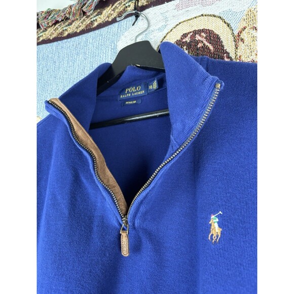POLO Ralph Lauren Men's XXL 2XL Royal Blue Estate Rib Quarter Zip Pullover - Picture 2 of 9